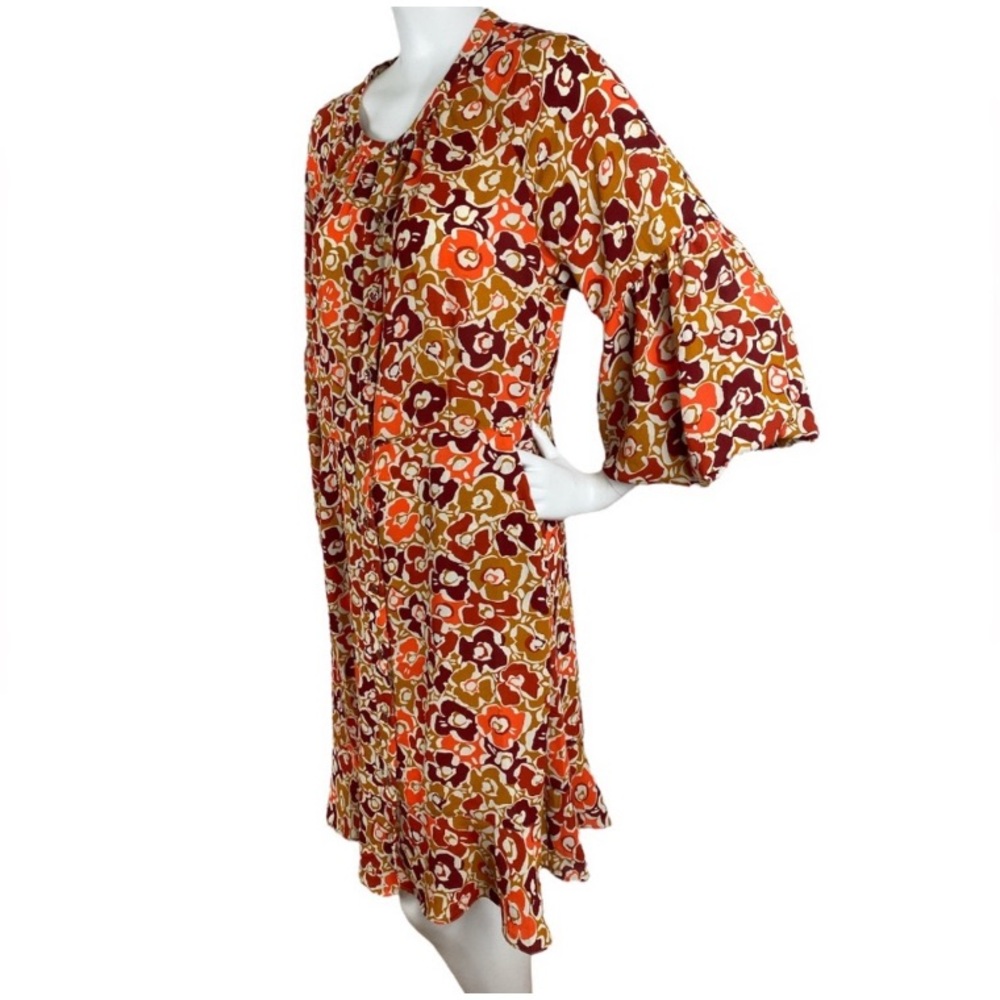 CAbi 4238 Daydream A-Line Dress Orange
Yellow Print Bishop Sleeves Button Large - Picture 9 of 16